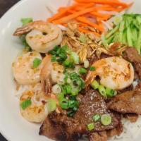 Surf And Turf Grilled Shrimp And Beef Vermicelli Noodle · gluten free
