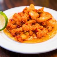 Shrimp Diablo · Spicy. Spicy shrimp stew, cooked with dried peppers and served with cheese.