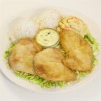 Fried Basa · Battered and deep fried basa fish served with our homemade tartar sauce.