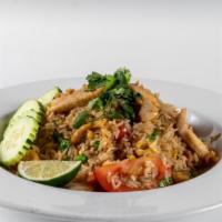 Peasant'S Pleasure ( Fried Rice ) · Your choice of chicken, beef or pork. Wok fried with rice, tomato, onion, egg, carrot, chopp...