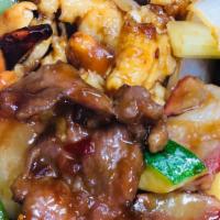 Five Star Kung Pao · Hot and spicy shrimp, chicken, scallops, BBQ pork and beef in a sensational kung Pao sauce, ...
