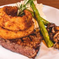 Ribeye Steak · 16oz cut, mashed potatoes, sauteed mushrooms and grilled asparagus