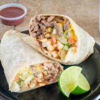 California Carne Asada Burrito · California style burrito with choice of pollo asado or carne asada.