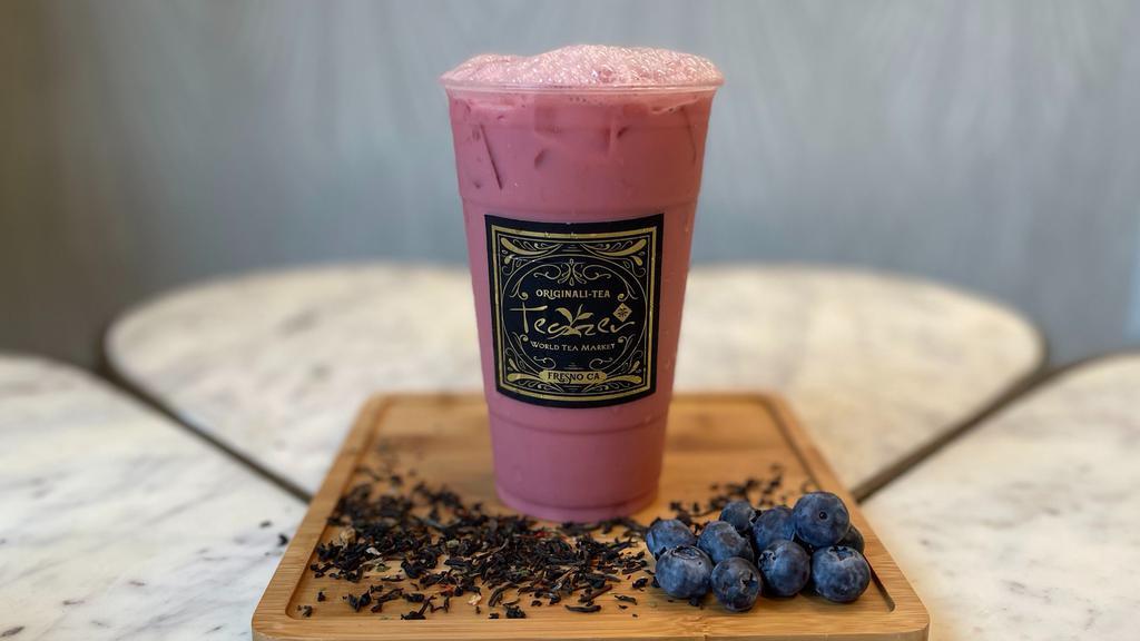 The Royal Blue · A sweet blueberry black tea with cream and blueberry flavoring.