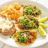 2Nd Street Tacos · Gluten free. Three street tacos on mini corn tortillas - with grilled chicken, carnitas or c...