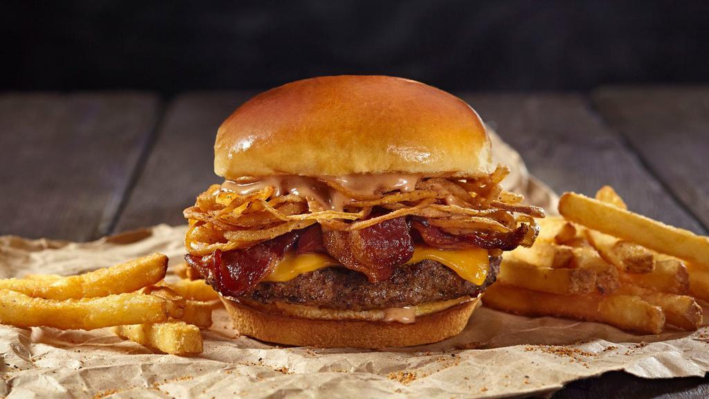 Smokey Bacon Burger  · Served with fries.