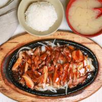 Chicken Teriyaki · Served with miso soup and rice.