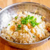 Shrimp Fried Rice · Shrimp, chopped onion, carrot, green onion, and egg