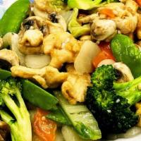 Chicken With Assorted Vegetables · Healthy, fresh and delicious. Our Chicken is lightly tossed with water chestnuts, fresh mush...