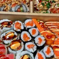 Fish Lover'S Combo · spicy tuna roll, salmon maki, spicy salmon nigiri, spicy tuna rainbow, crunchy onion tuna, t...