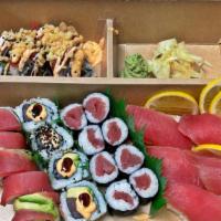 Tuna Lover'S Combo · spicy tuna roll, tuna rainbow roll, nigiri, crunchy tuna roll, maki. INCLUDES side of unagi ...