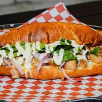 Roasted Garlic Chicken - Sandwich · DoughBoys Roasted White Sauce, Roasted Chicken, Fresh Grated Mozzarella & Cheddar Cheese Ble...