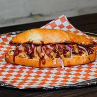 Bbq Chicken - Sandwich · DoughBoys Red Sauce, Fresh Grated Mozzarella & Cheddar Cheese Blend, Roasted Chicken, Red On...
