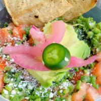 Cactus Salad · Fresh cactus, pico de gallo, queso cotija, avocado.