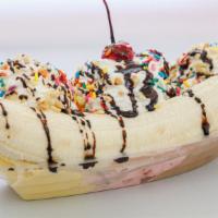 Banana Spilt
 · 3 flavors of ice cream, whipped cream, cherry,granola,chocolate and strawberry syrup