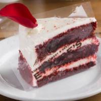 Slice Of Red Velvet · Traditional red velvet cake is made extra special at Ettore's with delicate red rose petals ...
