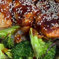 Chicken Teriyaki Bowl · grilled chicken, broccoli, sesame seeds, steamed white rice