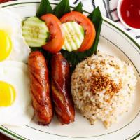 Longsilog · Longganisa (Filipino-style sausage), fried rice, fried egg.