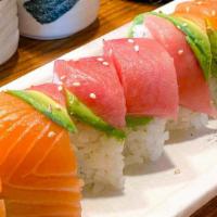 Rainbow Roll · California roll topped w/assorted kind fish