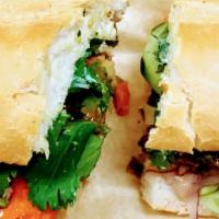 Thai Roast Beef · Roast Beef, Carrots, Cabbage, Cucumber, Cilantro and Mayonnaise with Peanut Sauce and Sweet ...