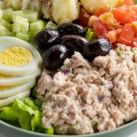 Tuna Nicoise - Gf · Romaine Lettuce, Tuna (parsley/mayo), Hard Boiled Eggs, Parsley Red Potatoes, Tomatoes, Cucu...