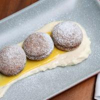 Bombolini (Italian Donuts) · Meyer lemon curd, vanilla mascarpone.