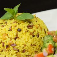 Burmese Fried Rice · white or brown rice sautéed with turmeric, onion & yellow peas