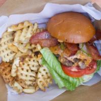 Smash Burger & Fries (Vegan Option) · 1/3 lb. ABF & hormone free beef smashed to perfection, lettuce, onion, pickles, special mayo...