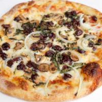 Mediterranean Pizza · Mushrooms, onions, olives, garlic, oregano, fresh basil, mozzarella, organic pizza sauce. Ad...