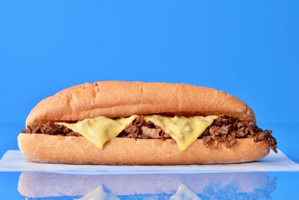 Classic Philly Cheesesteak · Classic Philly cheesesteak loaded with grilled steak and melted cheese on a toasted hoagie roll