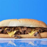 Mushroom Cheesesteak · Philly cheesesteak loaded with grilled steak, melted cheese and savory grilled mushrooms on ...