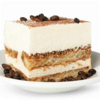 Tiramisu · Delicious ladyfingers drenched with espresso and separated by mascarpone cream. Finished wit...