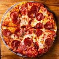 American Pie · Original red sauce, mozzarella cheese, pepperoni. Mushroom, red onion mixed peppers, diced t...