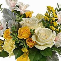Teleflora'S Sweet Sunlight Bouquet · Bring sunshine to any occasion with this radiant bouquet of classic white roses and cheery y...