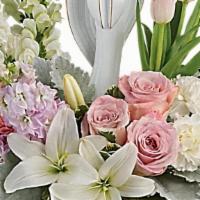 Teleflora'S Garden Of Hope Bouquet · Show them you care with this gorgeous display of roses, lilies and tulips, gracefully surrou...
