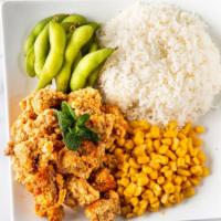Crispy Chicken Combo · Includes : Rice, Corn, Edamame, & Regular Green or Black Tea or Bottled water. No drink subs...