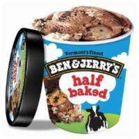 Ben & Jerry'S Half Baked (1 Pint) · A delectable dance of Chocolate Chip Cookie Dough and Chocolate Fudge Brownie. Vanilla ice c...