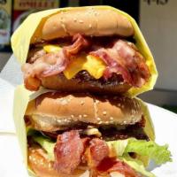 Pastrami Burger · Beef pattie, pastrami, lettuce, tomato, onion, pickles and 1000 island