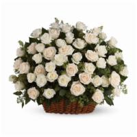 Bountiful Rose Basket · A beautiful, bountiful basket of luminous white roses that feels so fresh, natural, and welc...