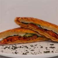 Pepperoni Panini · Pepperoni, chipotle dressing, herb cream cheese, your choice of cheese mozzarella or swiss, ...