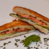 Blt Panini · Bacon, Lettuce, Tomato, Herb cream cheese, chipotle mayo and  your choice of cheese mozzarel...