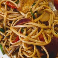 Tallarin Saltado De Pollo · Is noodles, vegetable oil, chicken breast cut in dices; onion and
yellow or red aji.