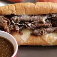 Classic French Dip - Serves 1-2 · Ready to cook in 15 minutes. Roast beef topped with bubbly cheese, a touch of horseradish ma...