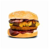 Dry-Aged Beef Burger · 1/4 lb Dry Age  Beef  Pattie, Onion Ring, Turkey Bacon, Bbq sauce and  Cheddar Cheese.