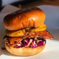 Hawaiian Salmon Burger  Meal · Comes with Alaskan Salmon patty ,red cabbage, pineapple, ginger vinaigrette  and barbecue gl...