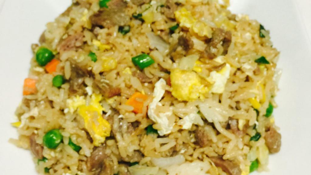 Beef Fried Rice · Stir fried rice with beef.