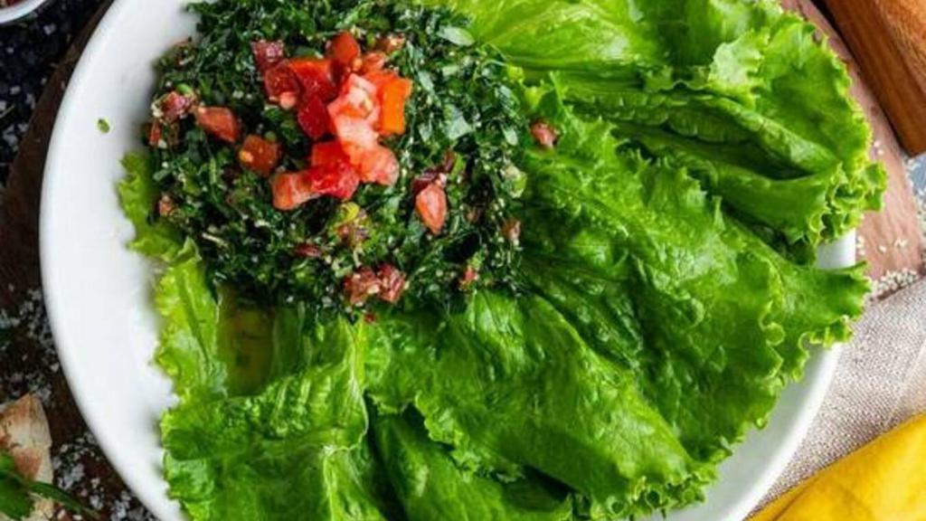 Tabouleh Salad · parsley, bulgur, green onion, tomato, mint, spices, extra virgin olive oil, lemon juice (VG VN R)