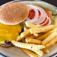 #66 Burger Melt · Classic cheeseburger served with French fires and cole slaw. (No special requests, changes o...