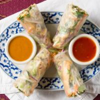 2434. Fresh Rolls · Rice noodle, carrots, cucumber, lettuce and crispy tofu wrapped with rice wrapper served wit...