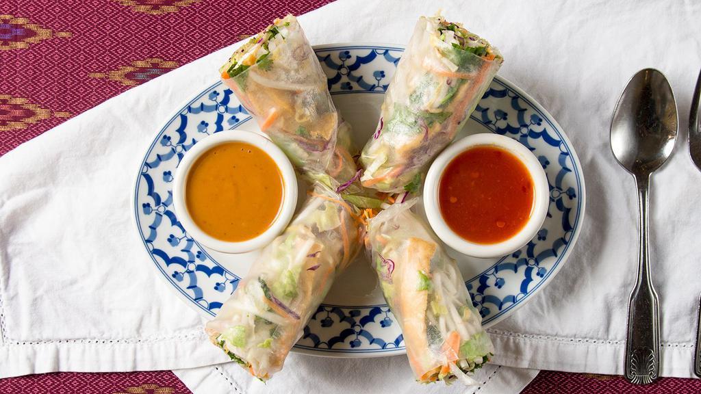 2434. Fresh Rolls · Rice noodle, carrots, cucumber, lettuce and crispy tofu wrapped with rice wrapper served with house special sauce.